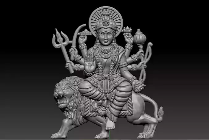 DURGA MAA WITH LION 3D print model