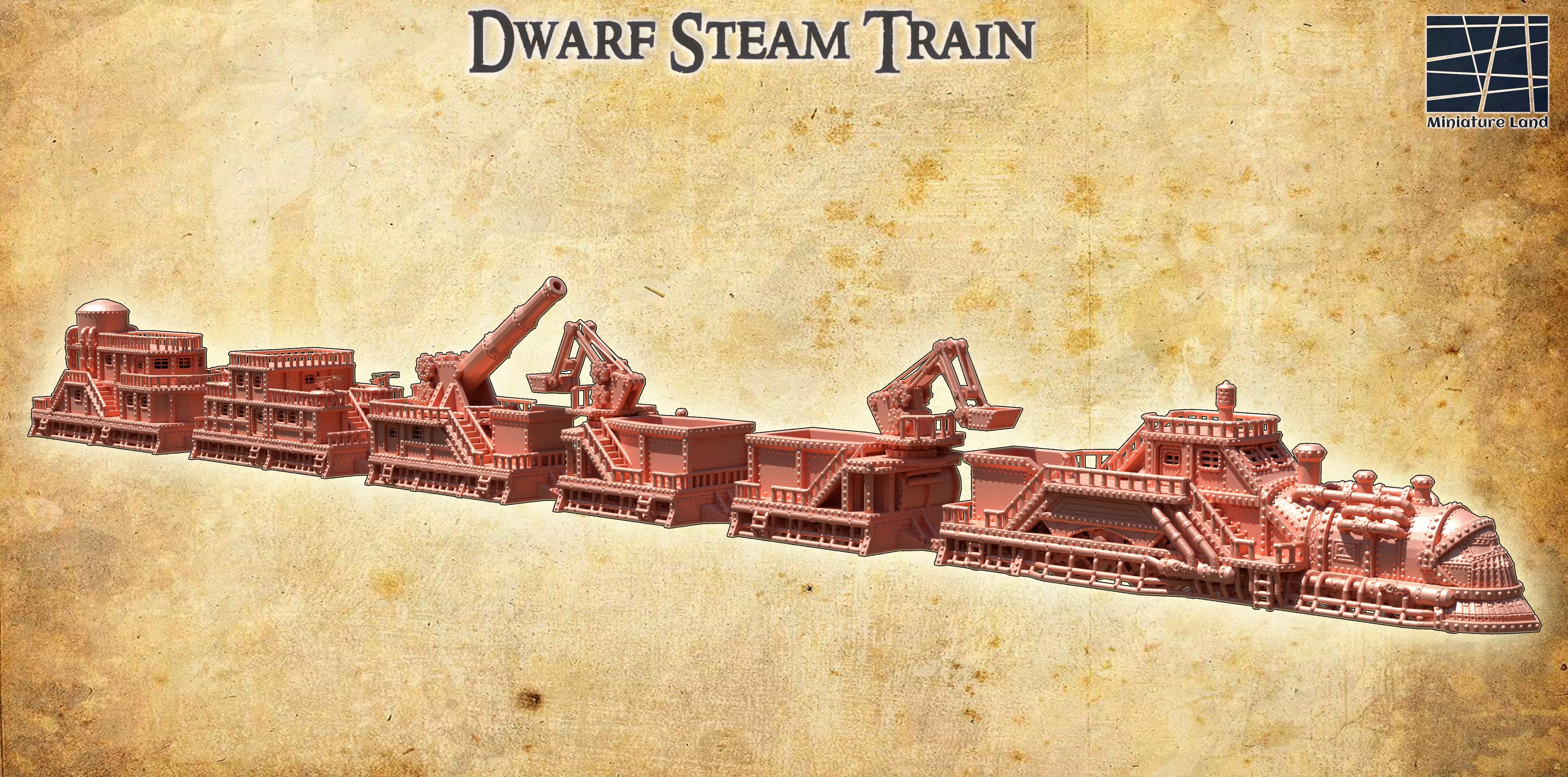 Dwarf Steam Train model 28 mm 3D print model