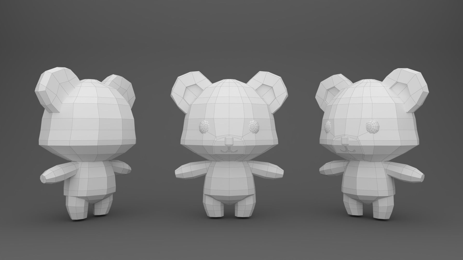 Character B096 Panda Cute Low-poly 3D model_5