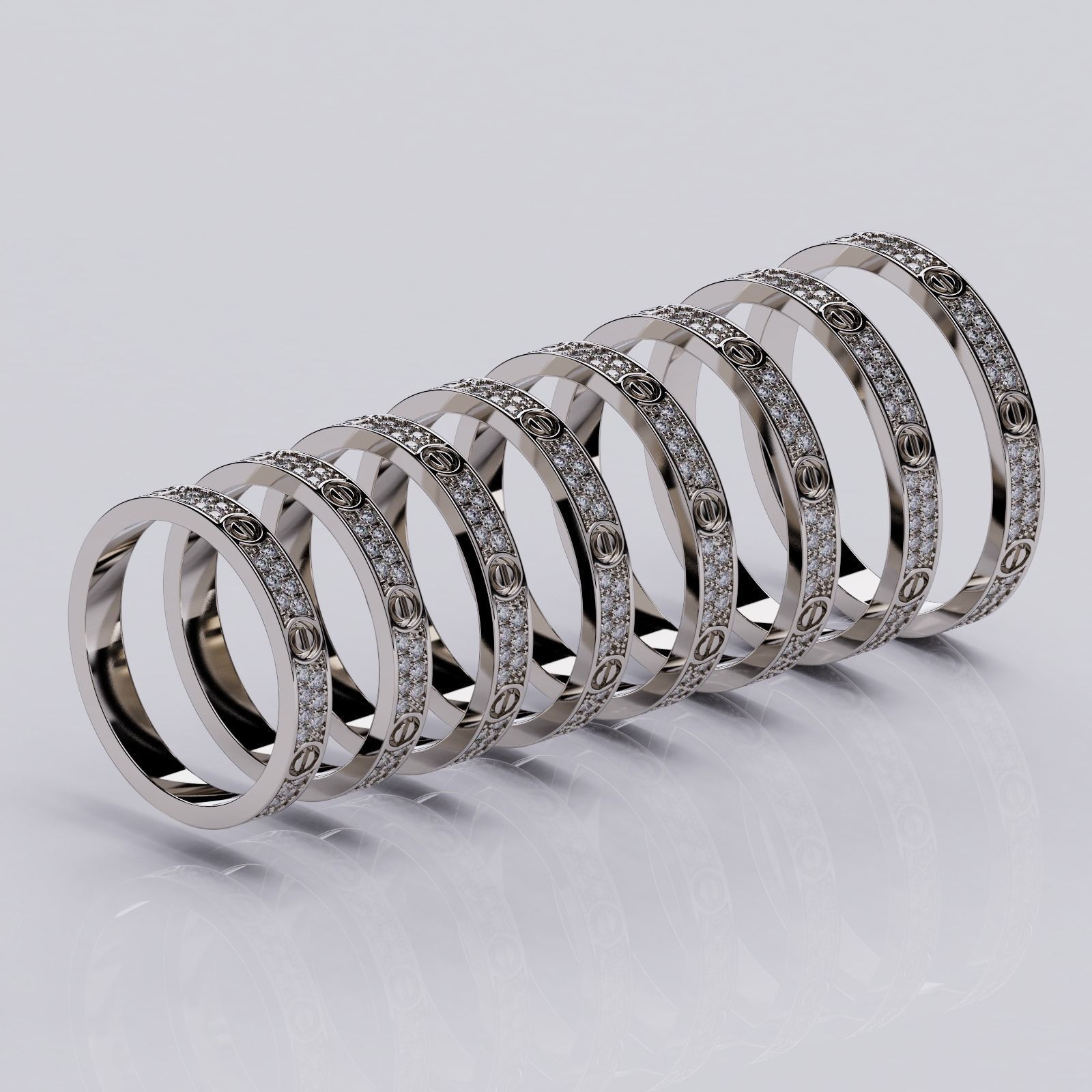 Wedding rings Love Collection All Sizes Small Model 3D print model_5