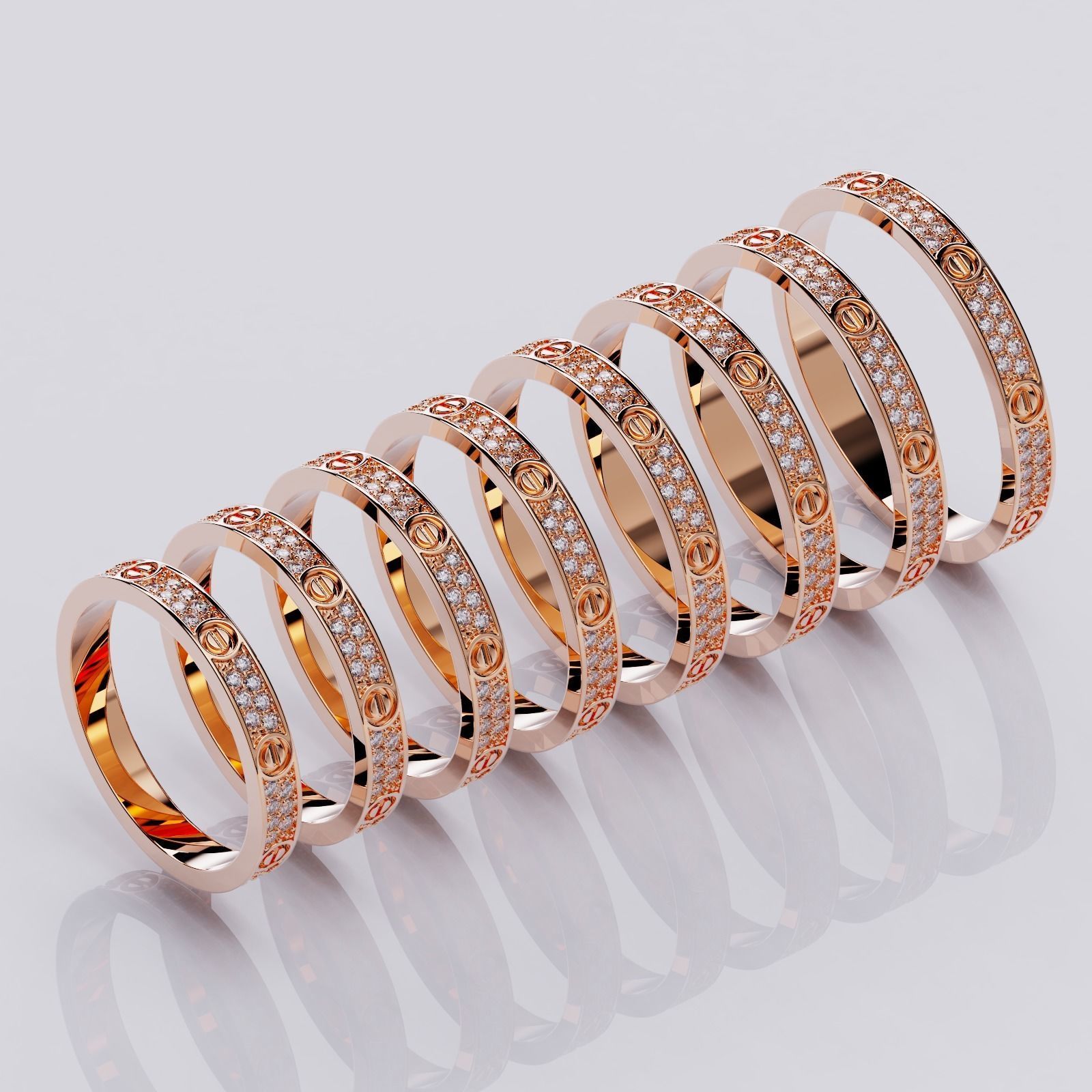 Wedding rings Love Collection All Sizes Small Model 3D print model_4