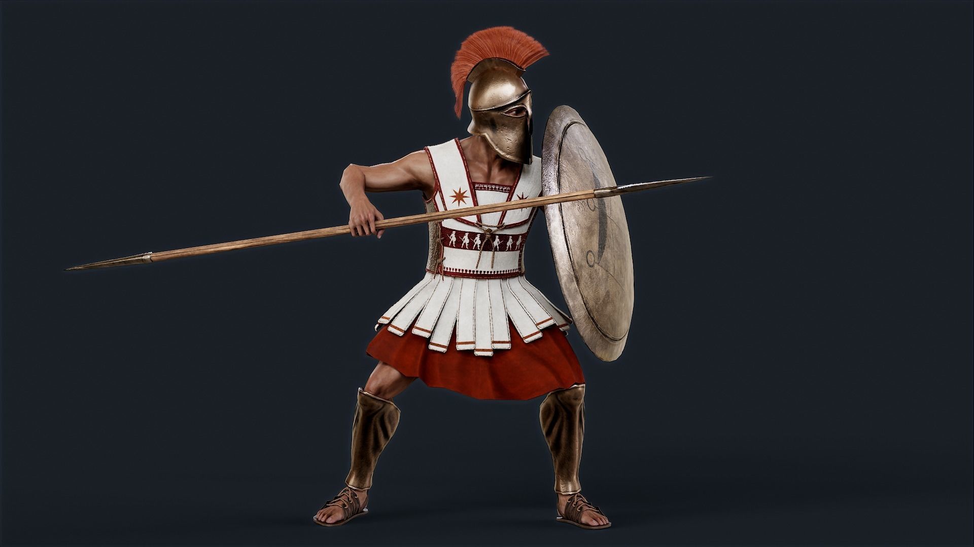 Spartan Hoplite Low-poly 3D model_5