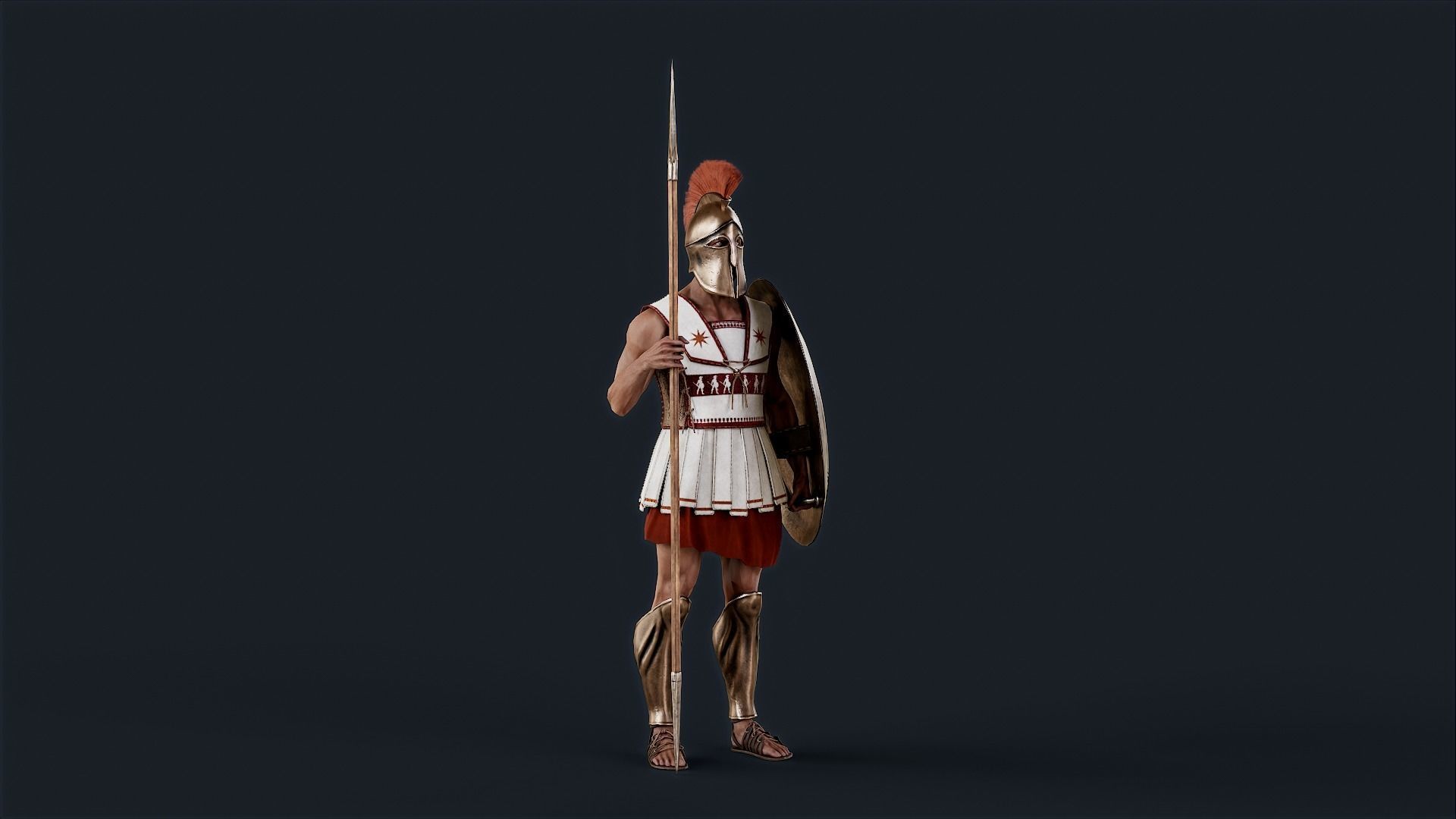 Spartan Hoplite Low-poly 3D model_8