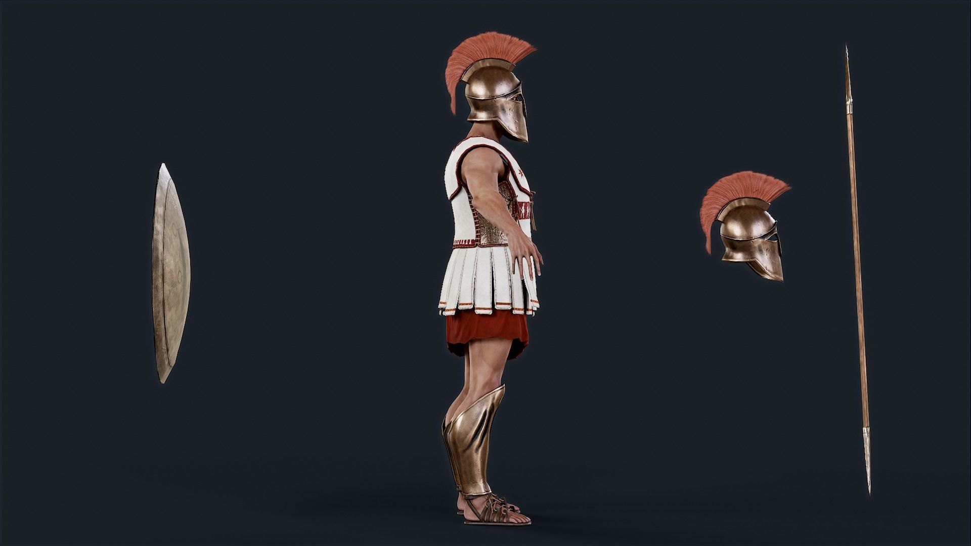 Spartan Hoplite Low-poly 3D model_12