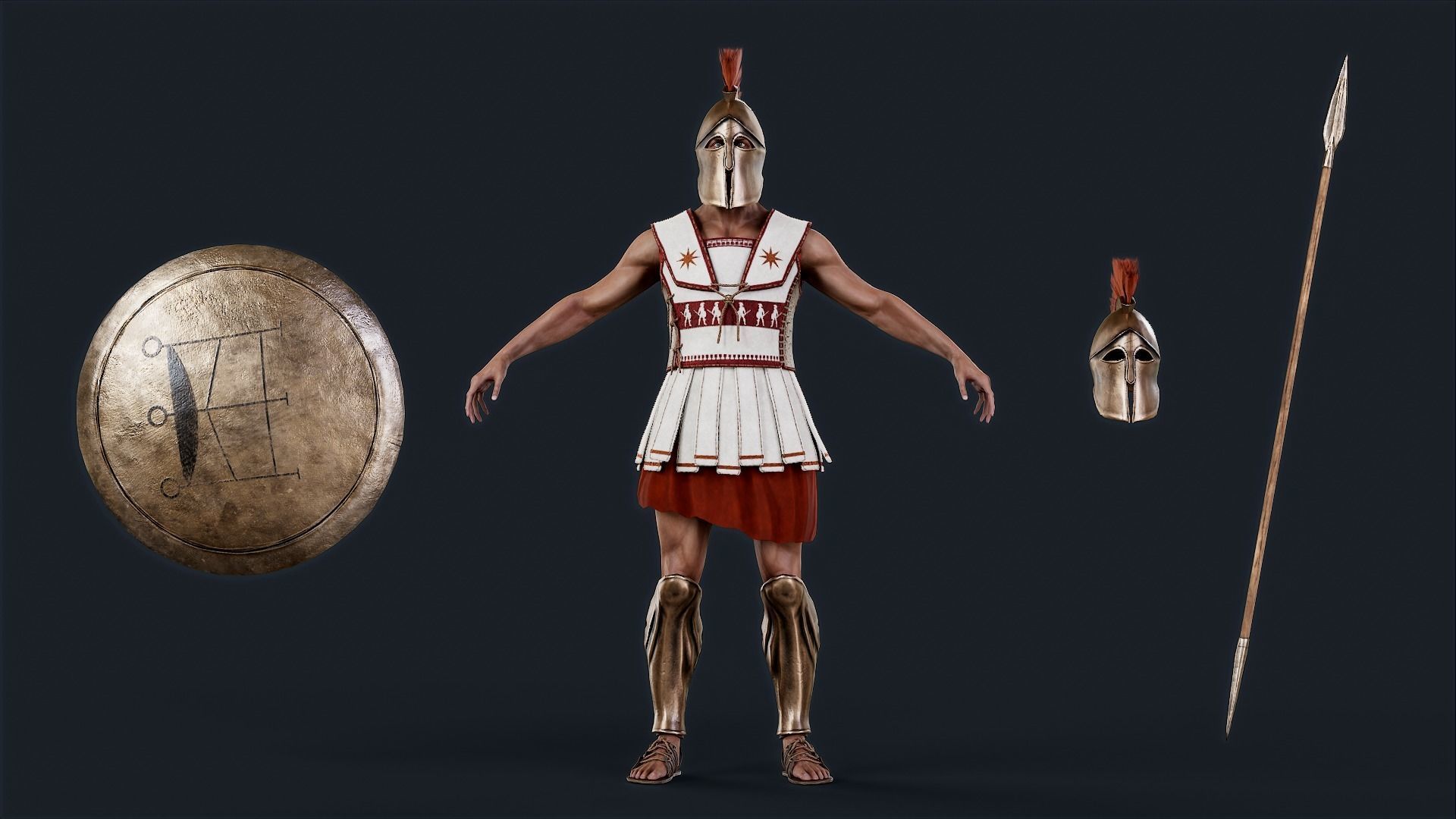 Spartan Hoplite Low-poly 3D model_15