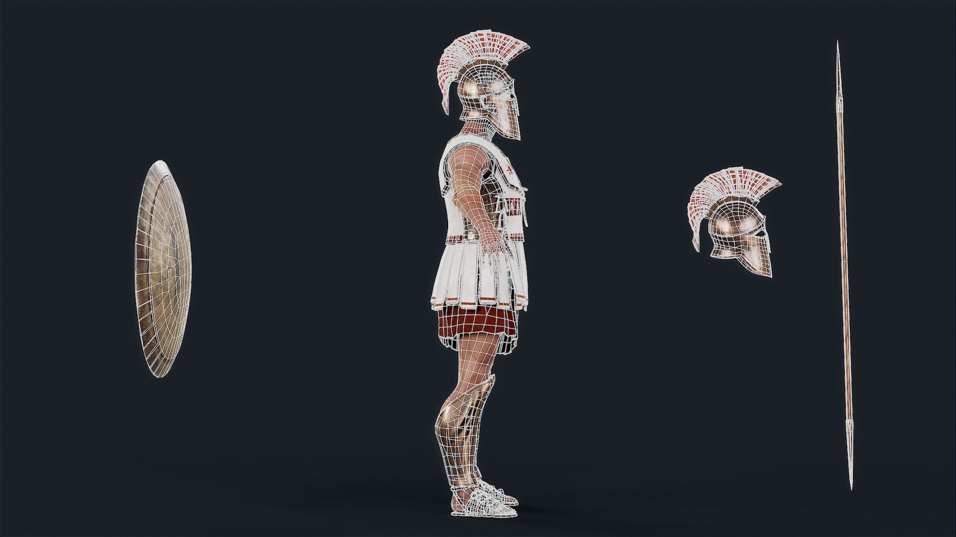 Spartan Hoplite Low-poly 3D model_17