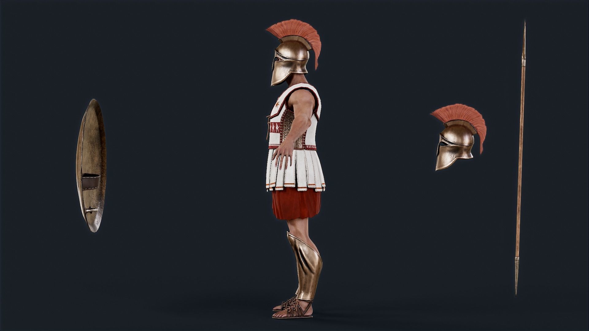 Spartan Hoplite Low-poly 3D model_14