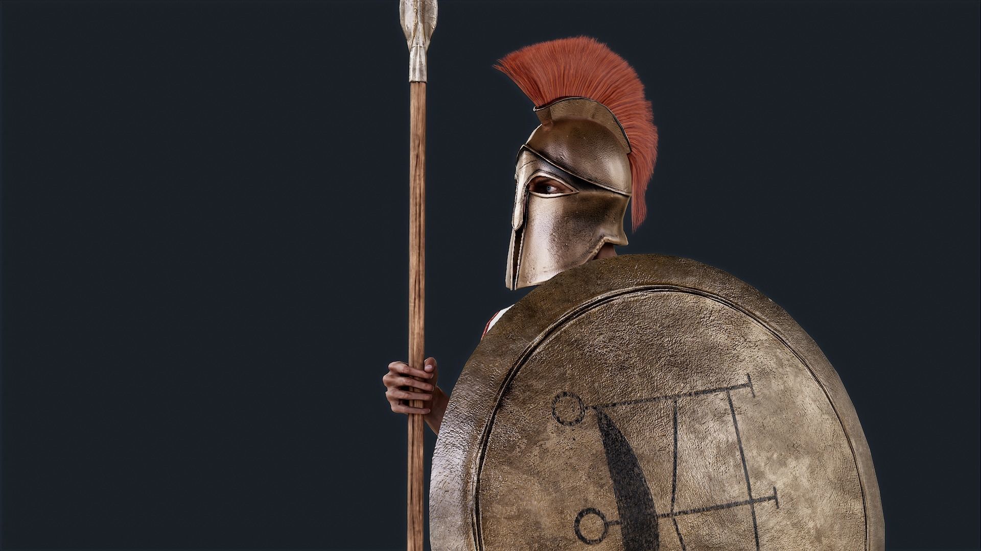 Spartan Hoplite Low-poly 3D model_3