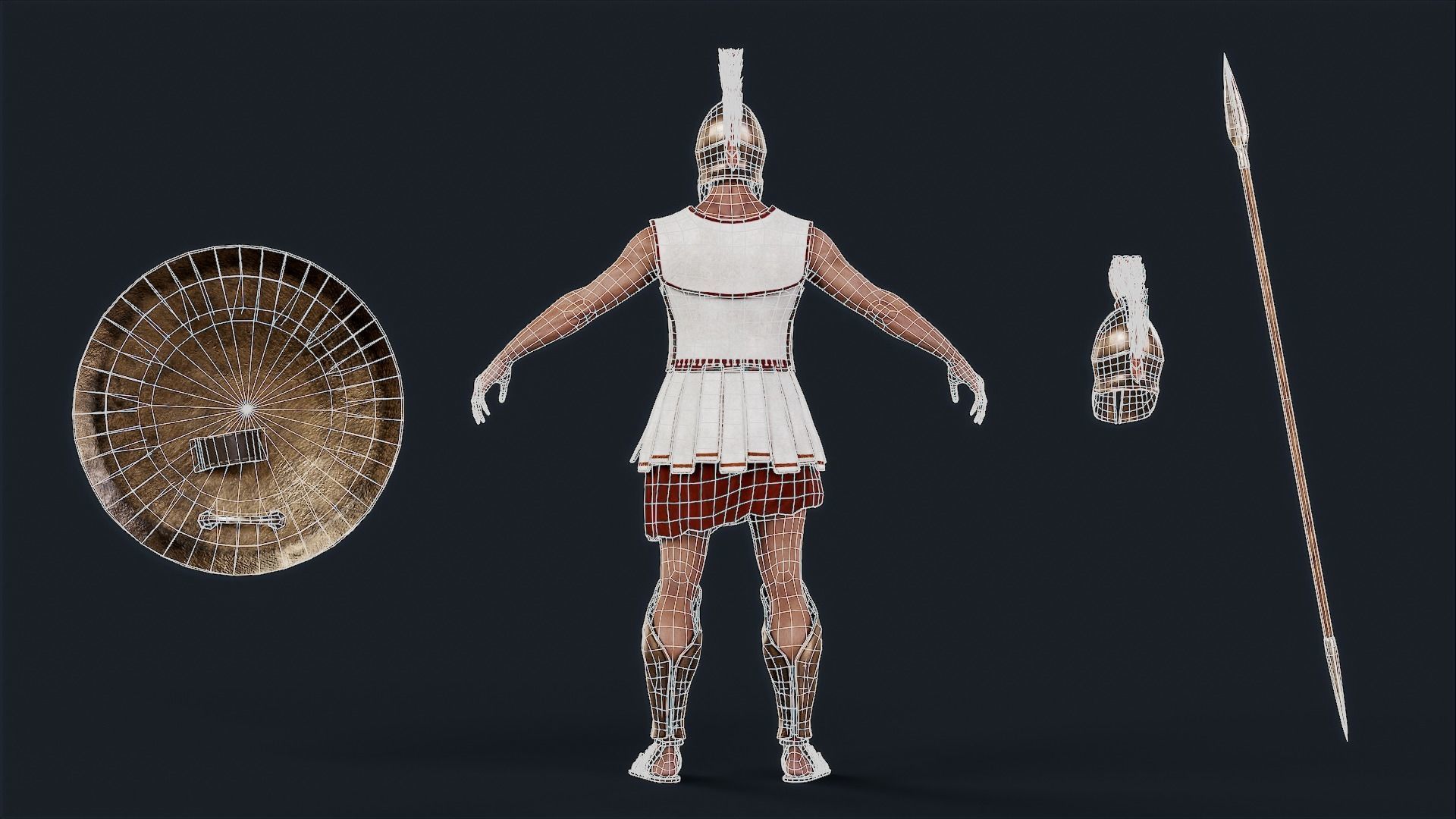 Spartan Hoplite Low-poly 3D model_16