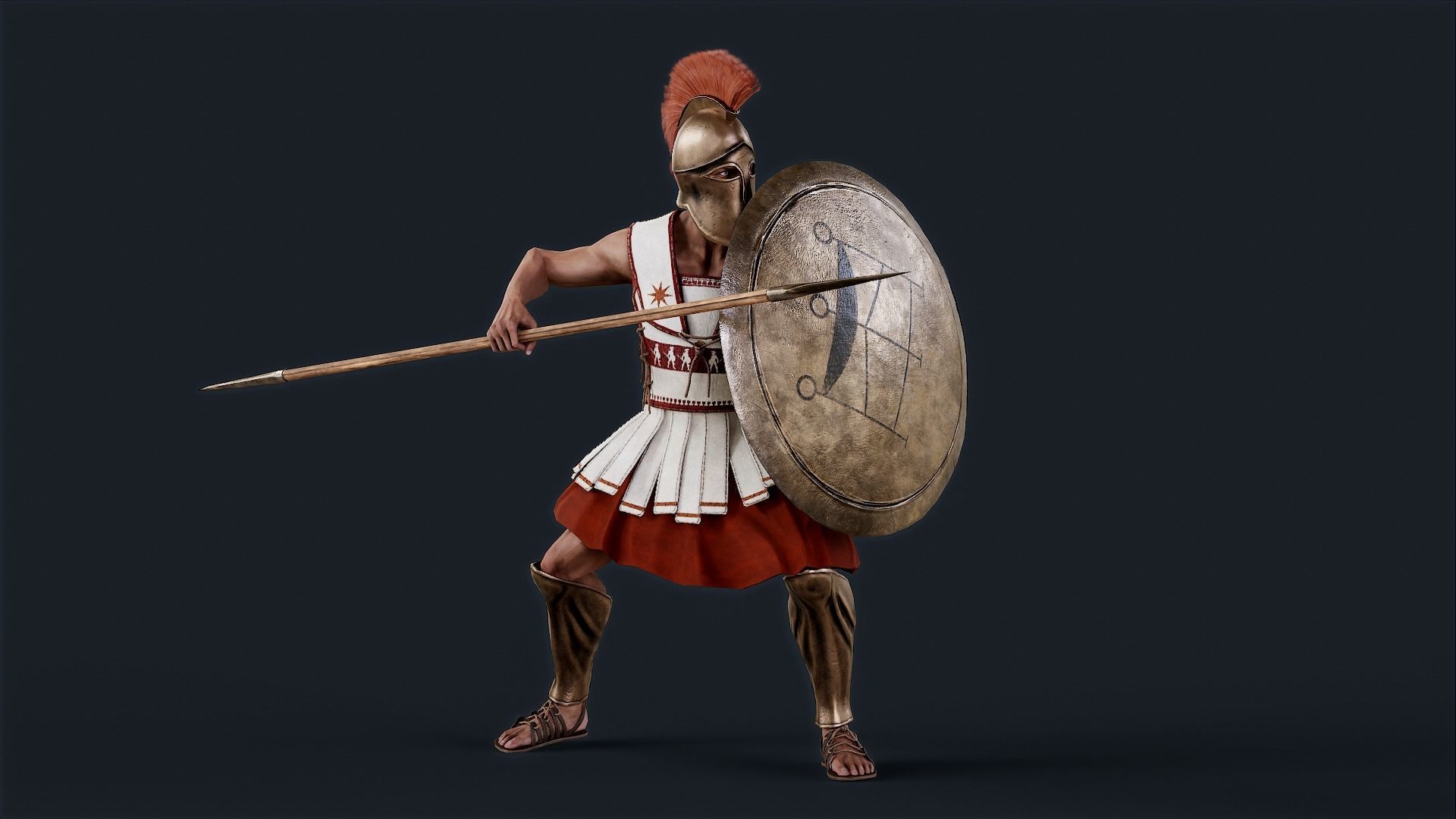 Spartan Hoplite Low-poly 3D model_10