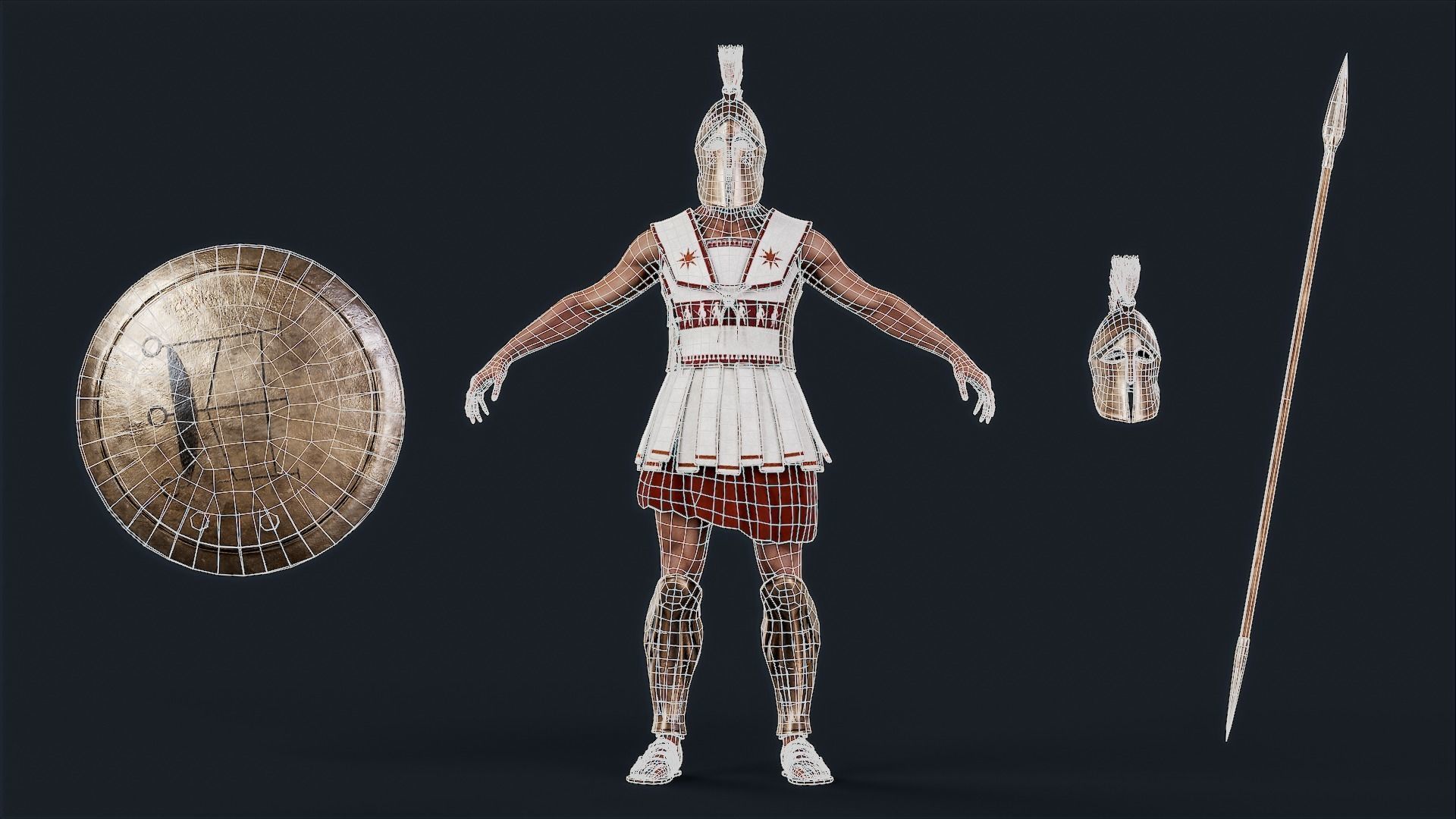 Spartan Hoplite Low-poly 3D model_19