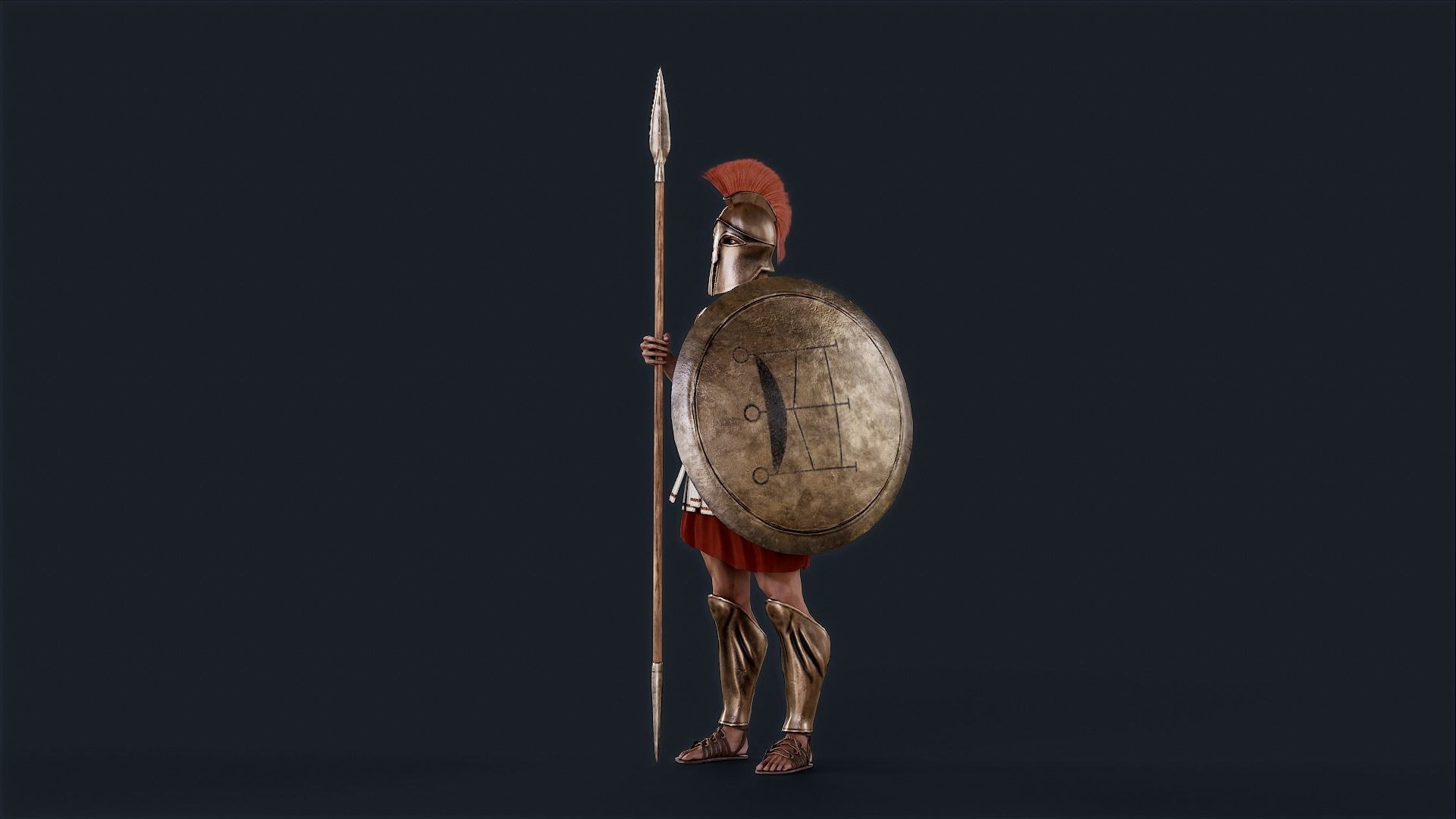 Spartan Hoplite Low-poly 3D model_7
