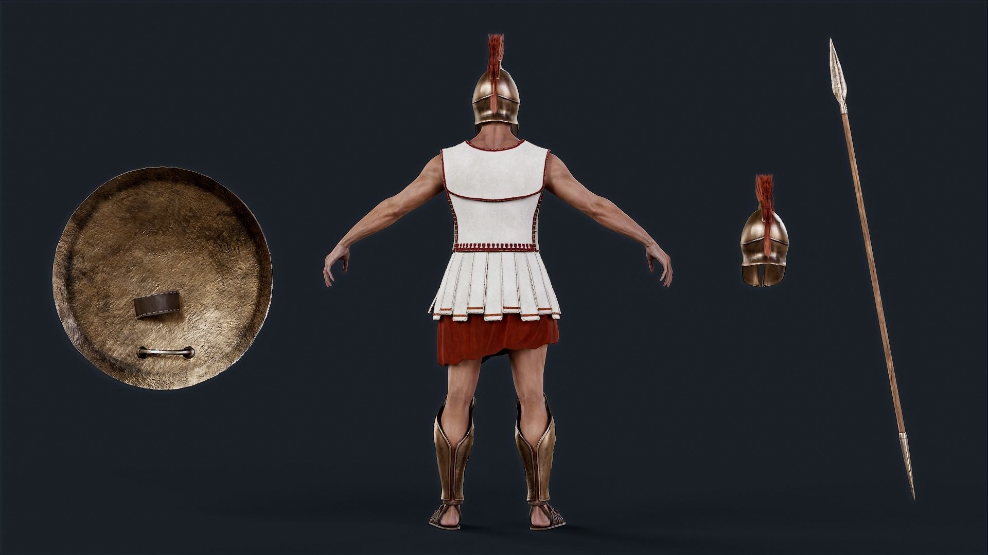 Spartan Hoplite Low-poly 3D model_13