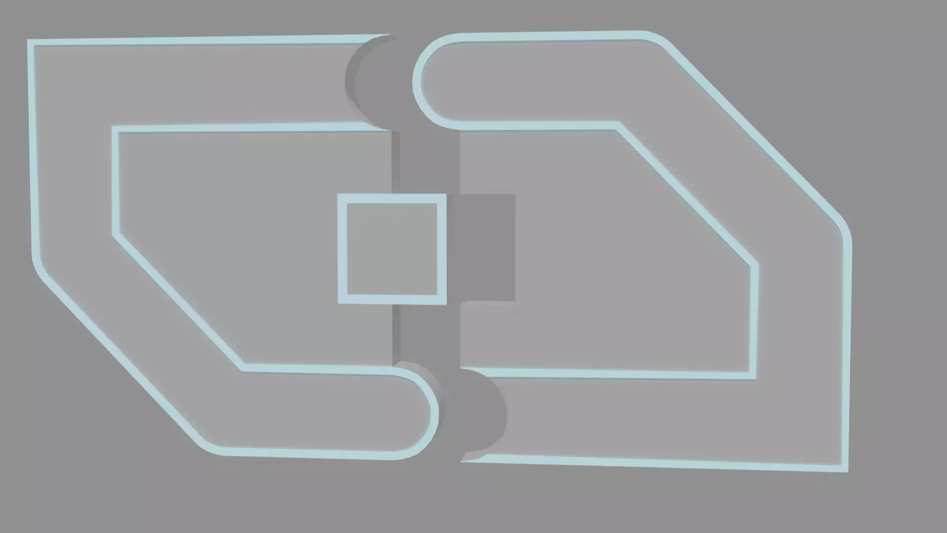 Double Door Futuristic 2 Low-poly 3D model_0