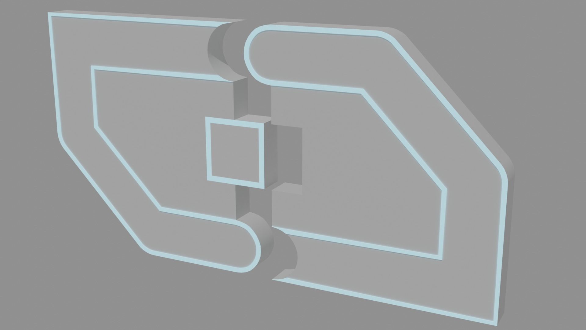 Double Door Futuristic 2 Low-poly 3D model_1