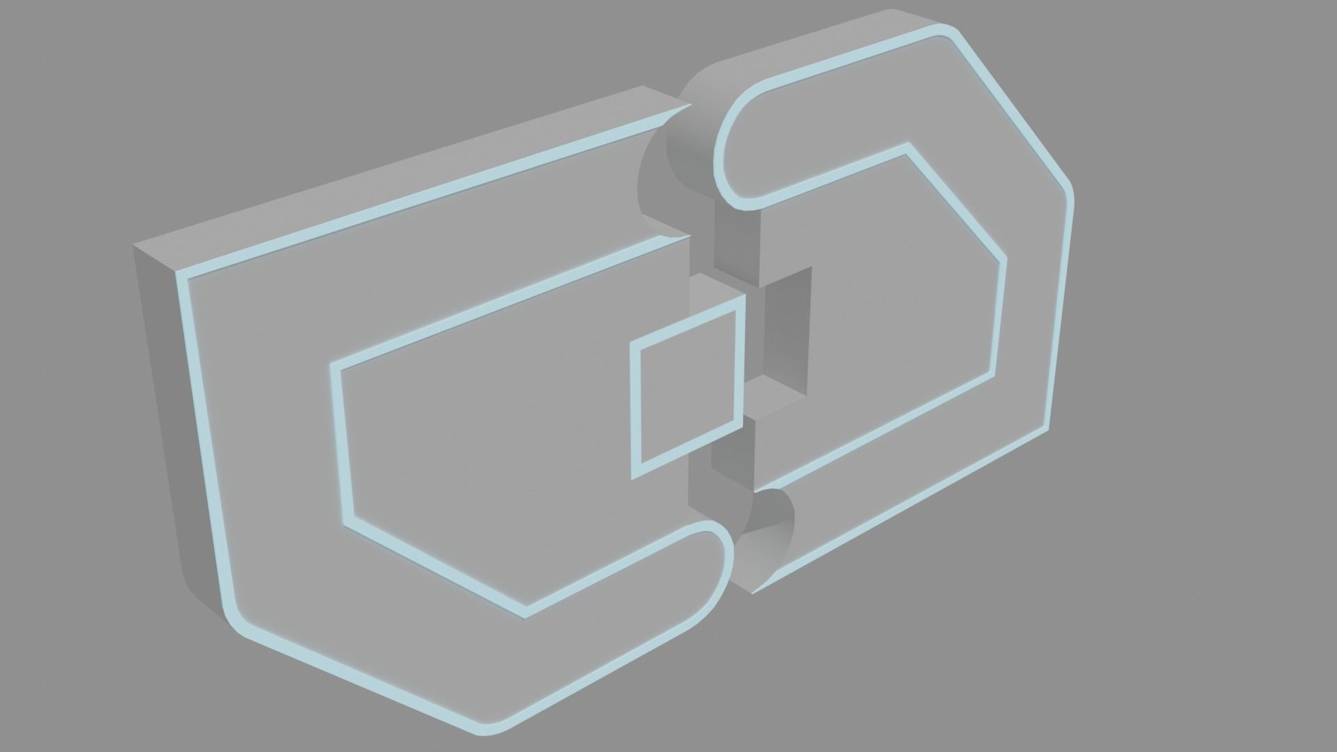 Double Door Futuristic 2 Low-poly 3D model_2