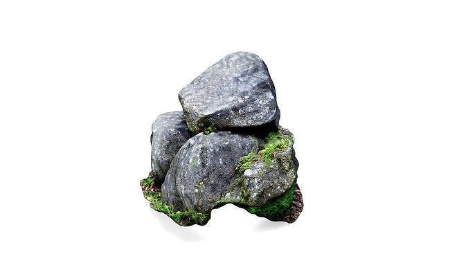 Verdant Accents A Trio of Moss-Covered Stones in 3D 3D model