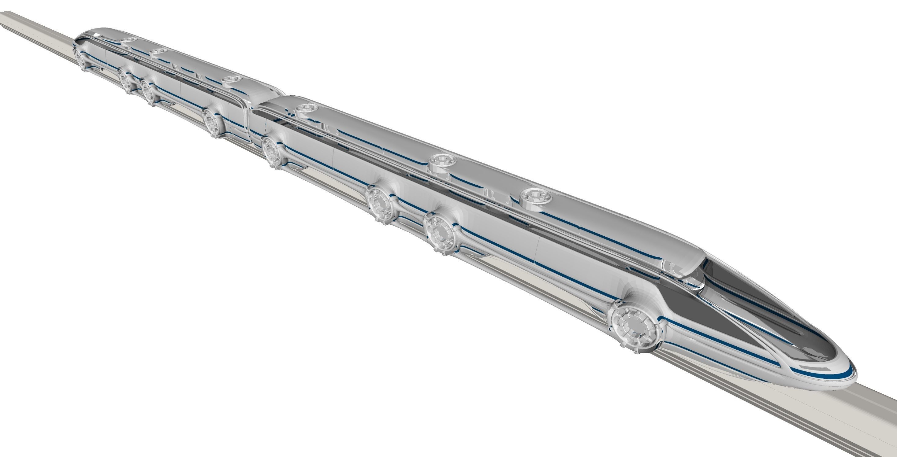 Maglev train-High-speed trains 3D model_5