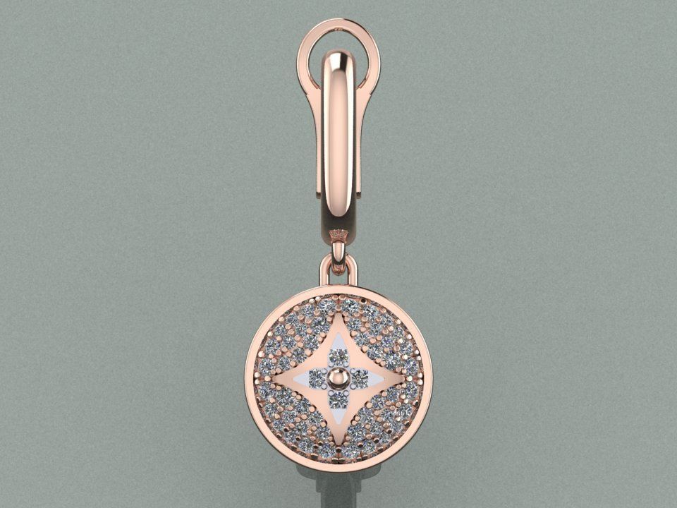 louis vuitton Diamond Earring 3D print model_1