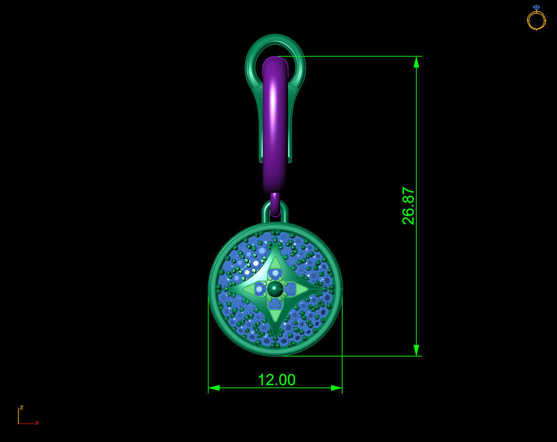 louis vuitton Diamond Earring 3D print model_5