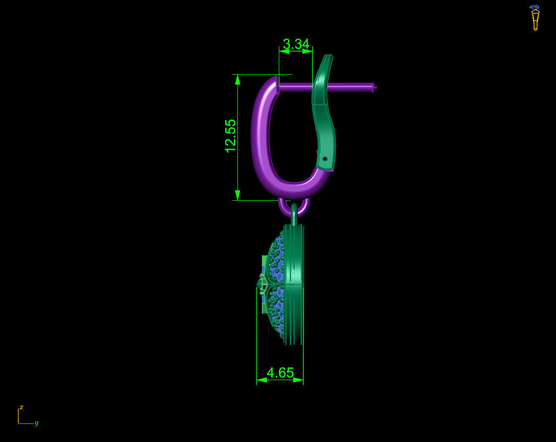 louis vuitton Diamond Earring 3D print model_6