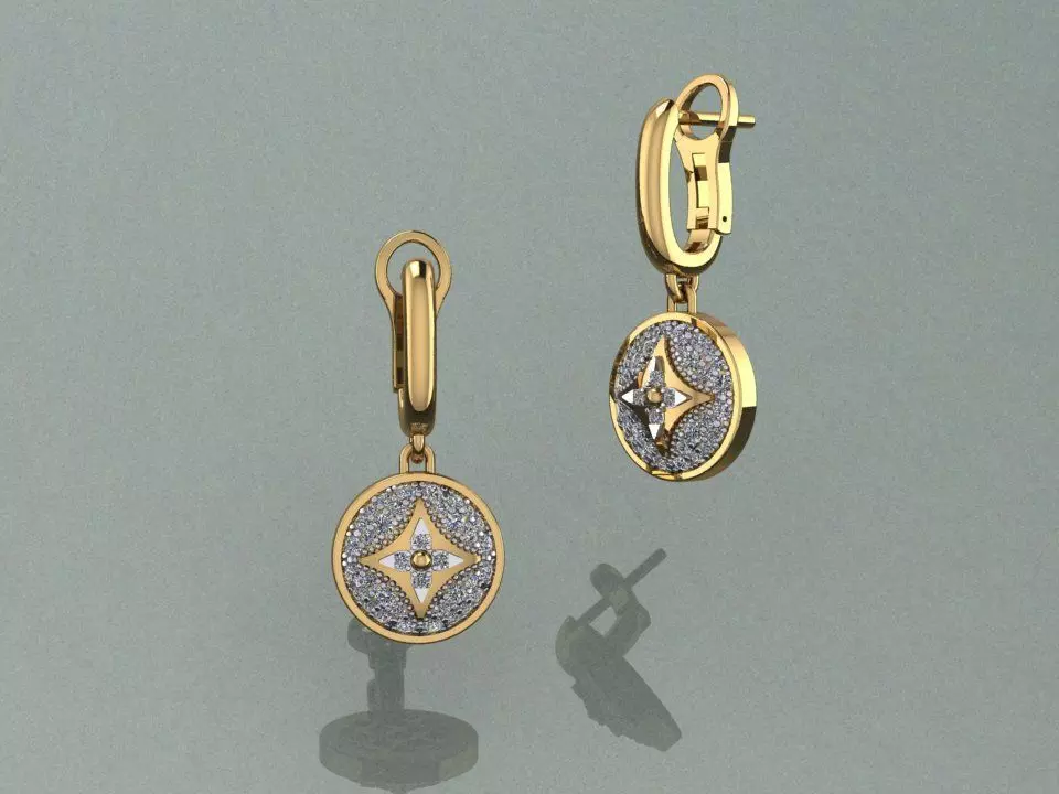 louis vuitton Diamond Earring 3D print model_0