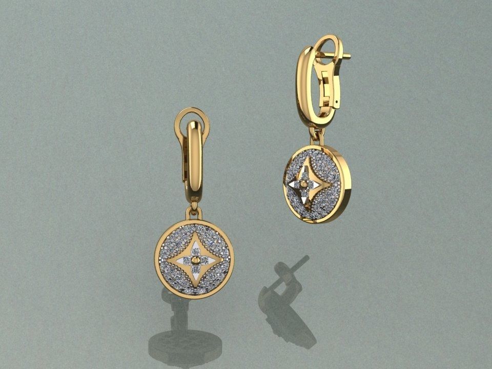 louis vuitton Diamond Earring 3D print model_7
