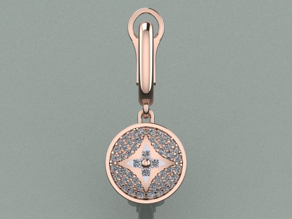 louis vuitton Diamond Earring 3D print model_8