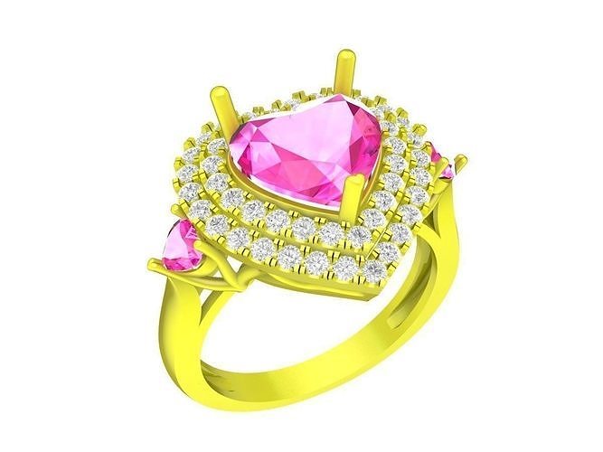 7311 heart diamond engagement women ring 3D print model