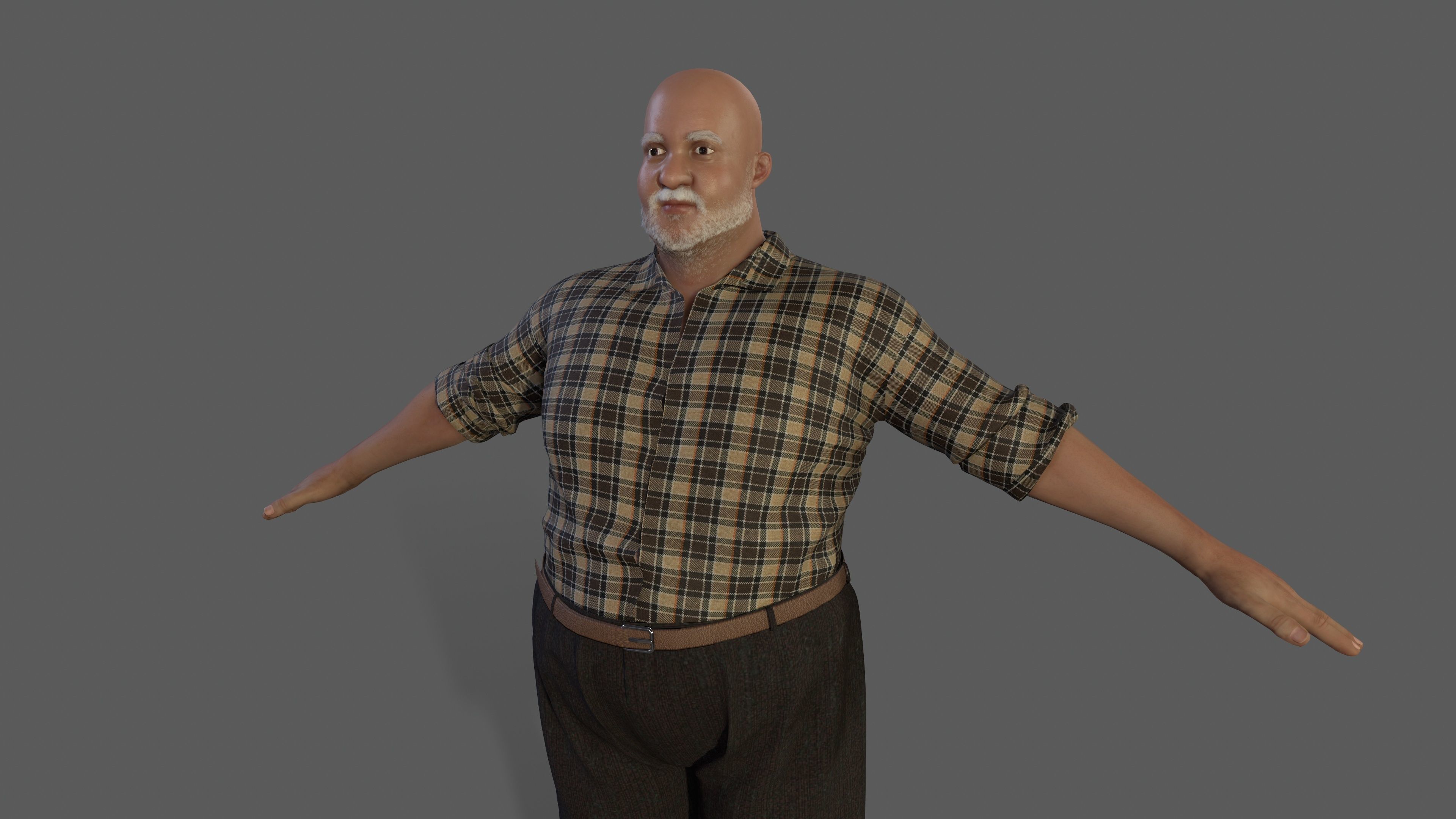 fat-man character  Low-poly 3D model_4