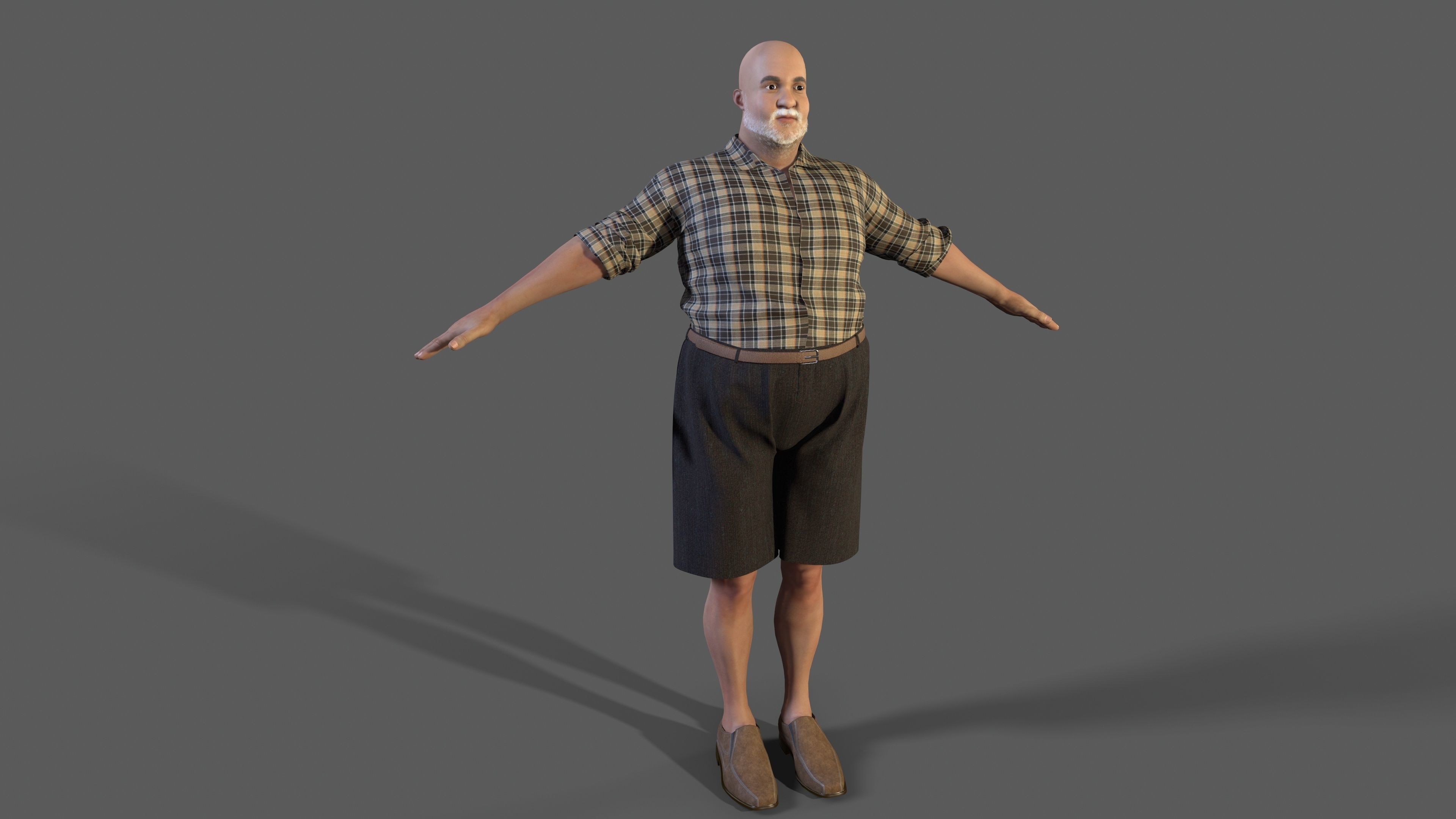 fat-man character  Low-poly 3D model_1