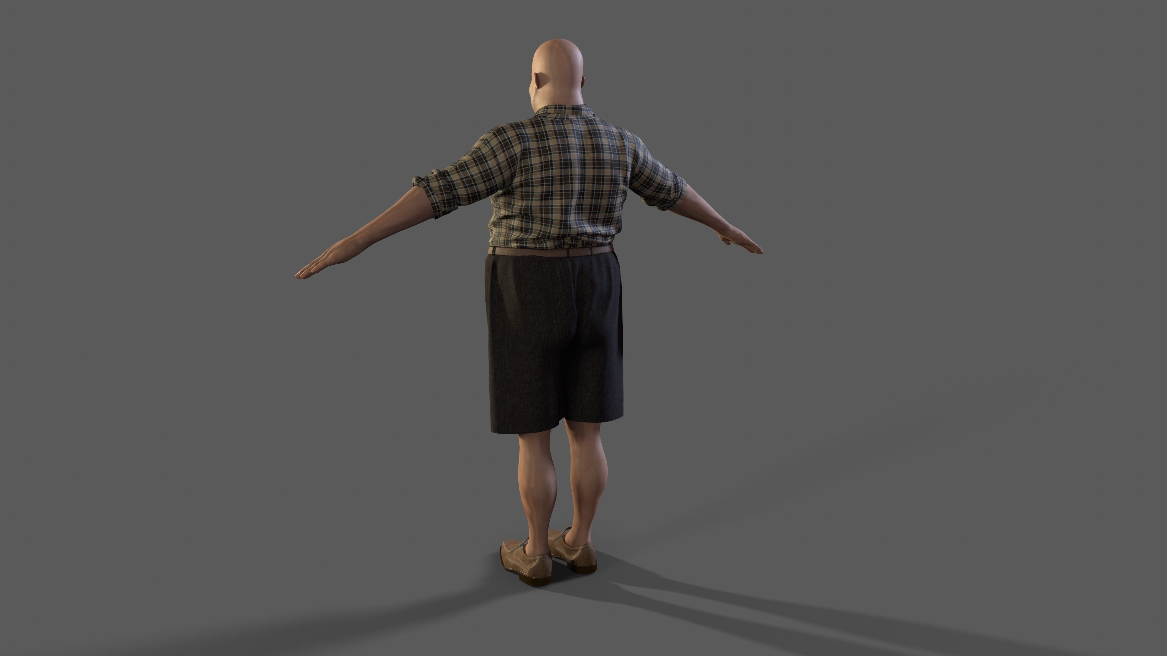 fat-man character  Low-poly 3D model_3