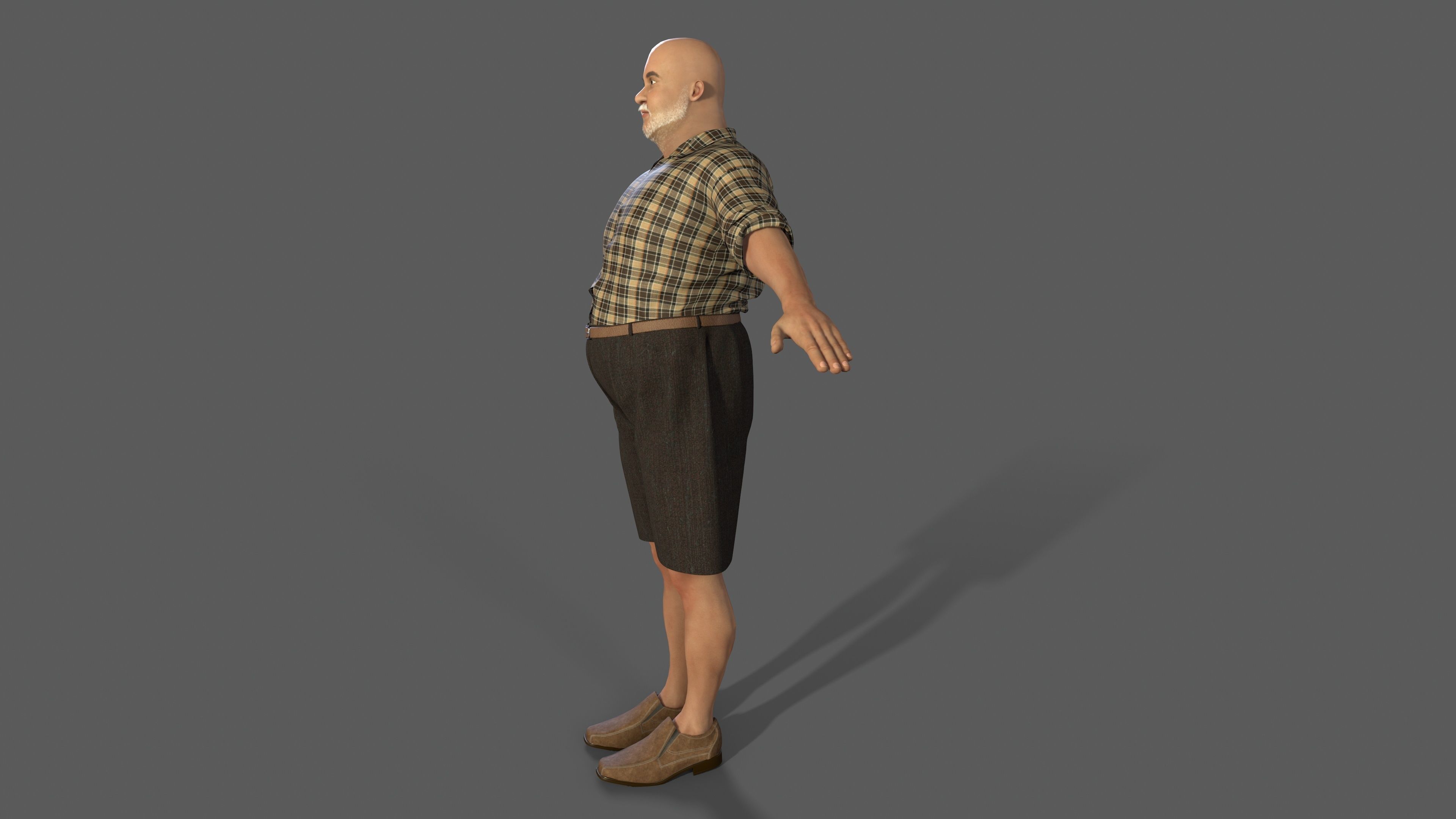 fat-man character  Low-poly 3D model_2