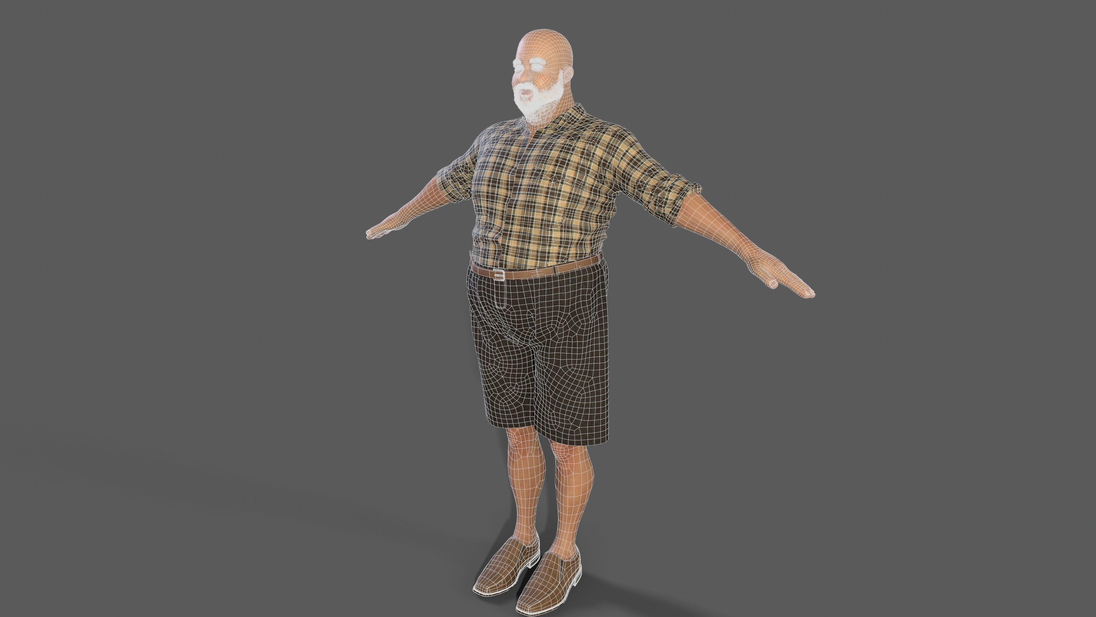 fat-man character  Low-poly 3D model_6