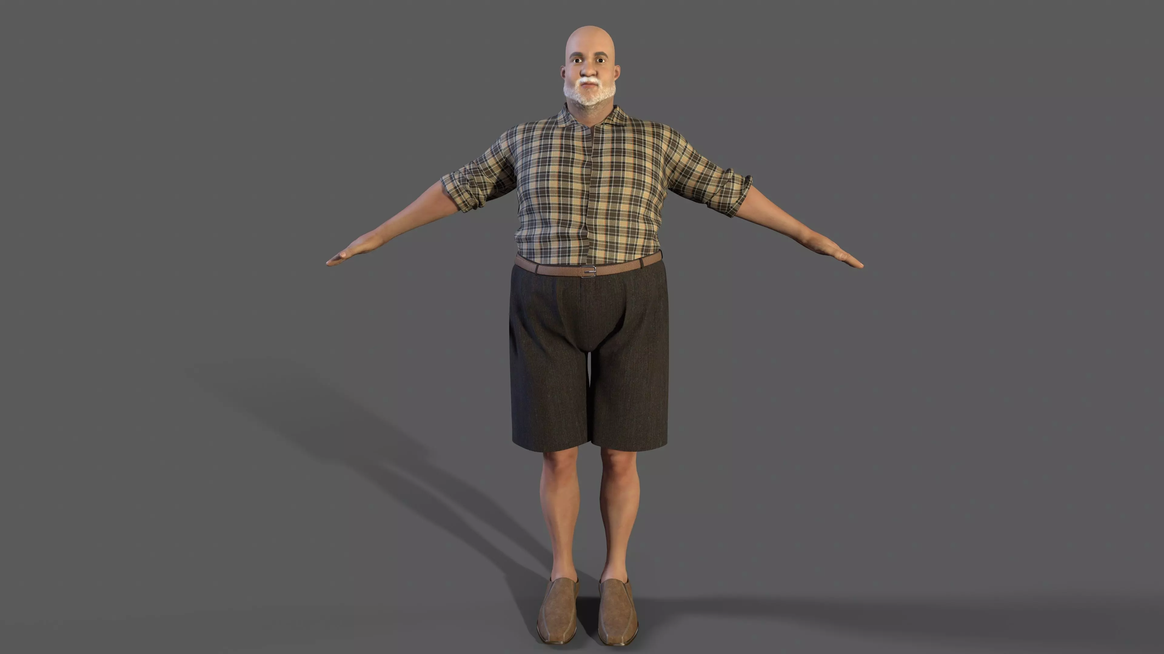 fat-man character  Low-poly 3D model_0