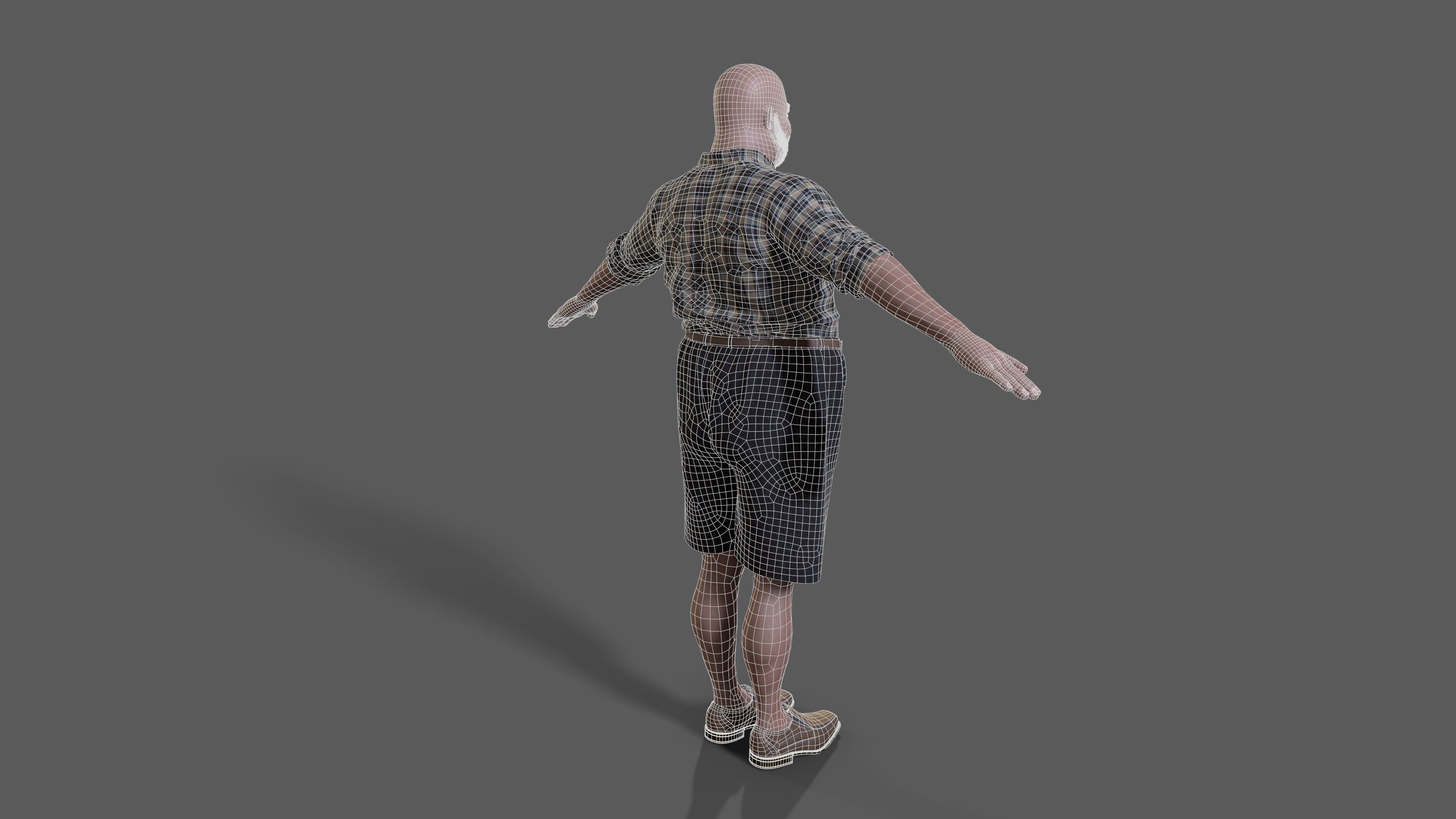 fat-man character  Low-poly 3D model_7