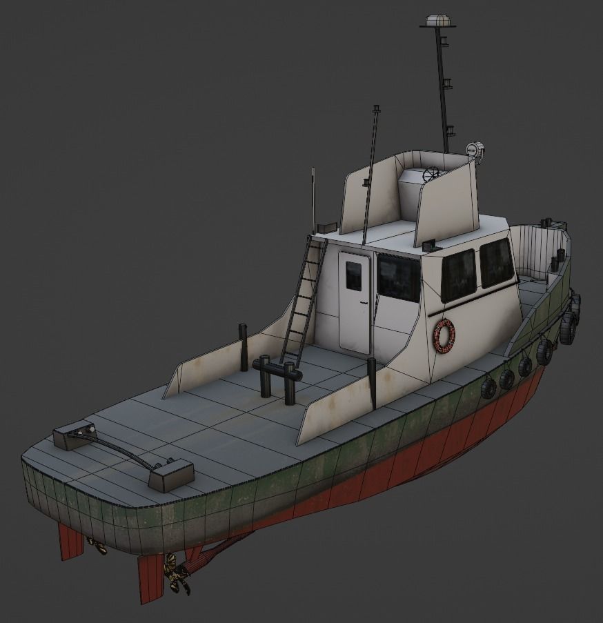 River tugboat 3D model Low-poly 3D model_8