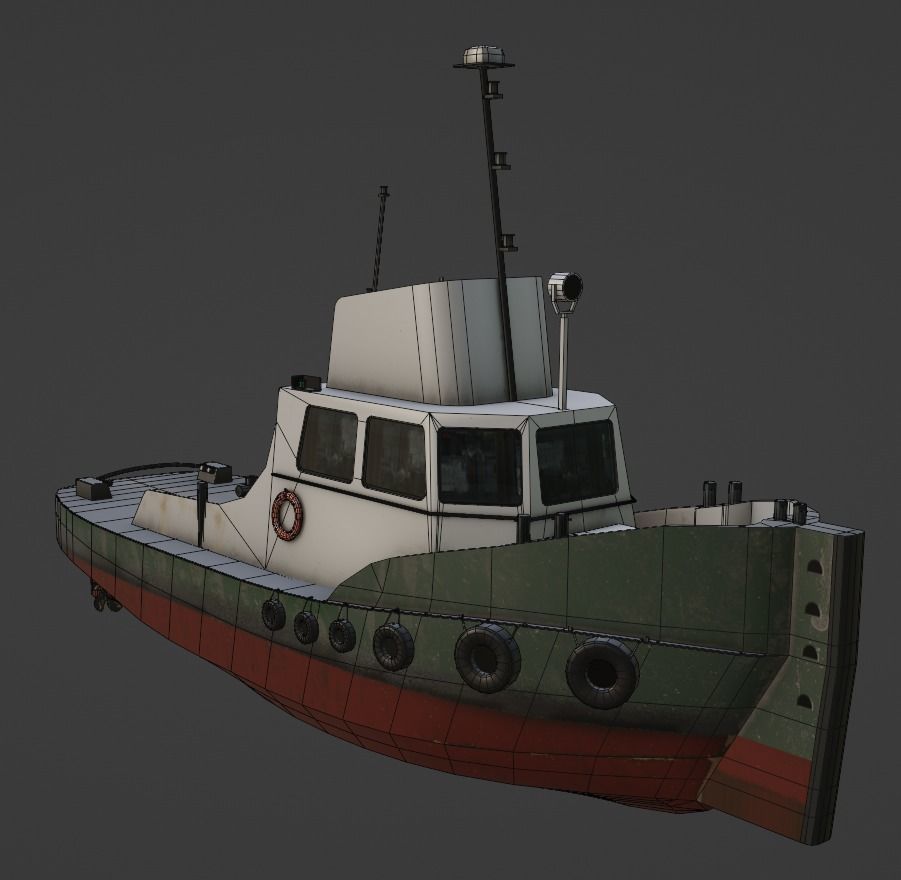 River tugboat 3D model Low-poly 3D model_7