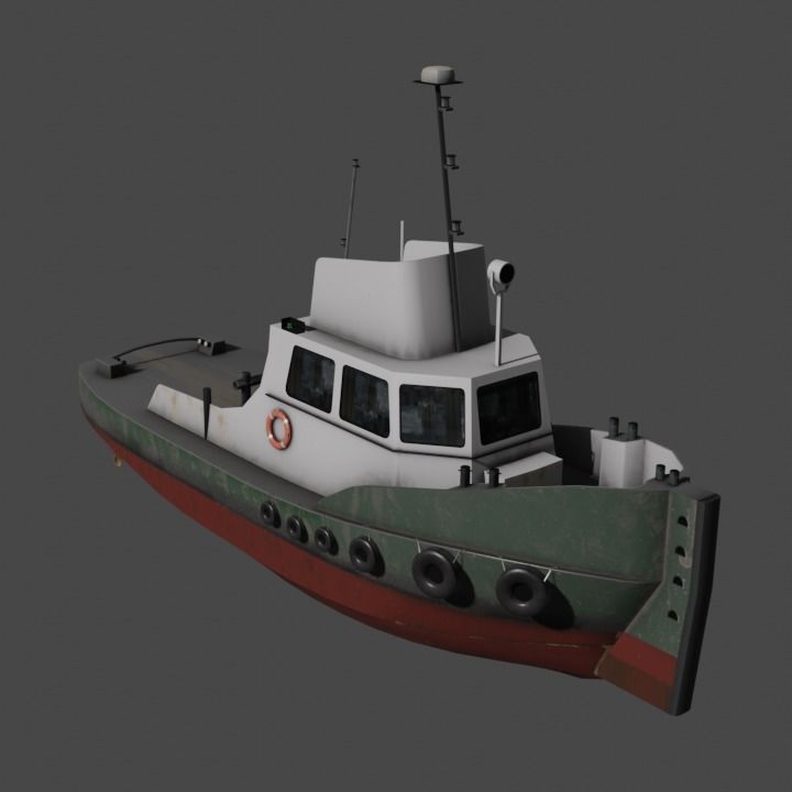River tugboat 3D model Low-poly 3D model_5