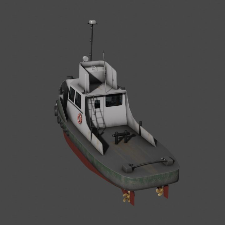 River tugboat 3D model Low-poly 3D model_3