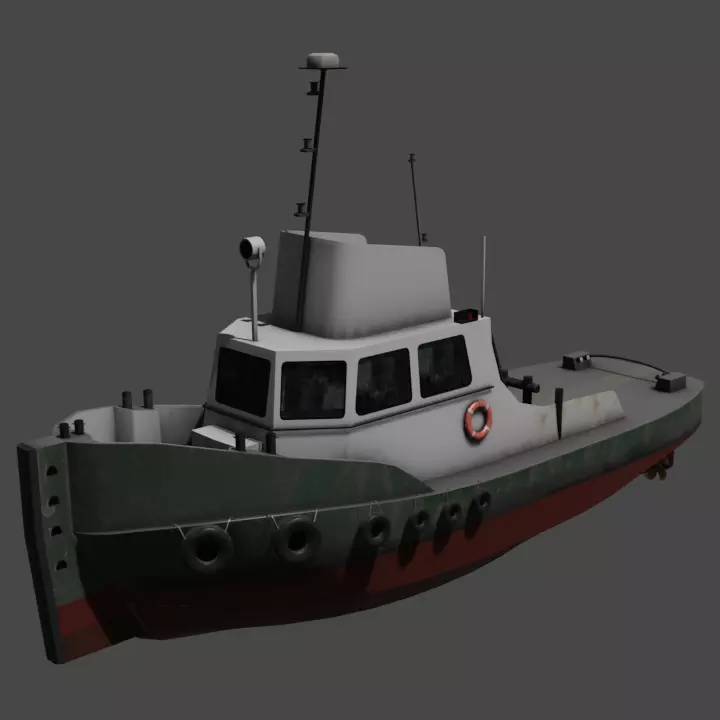 River tugboat 3D model Low-poly 3D model_0
