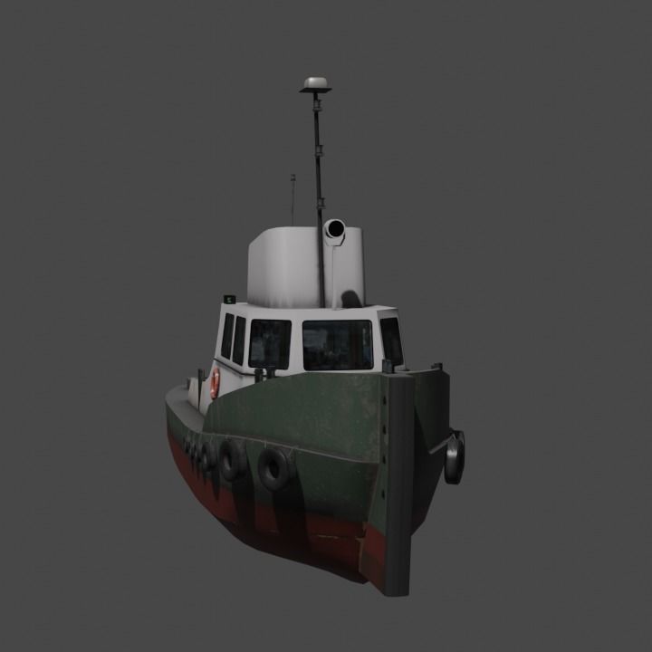 River tugboat 3D model Low-poly 3D model_6