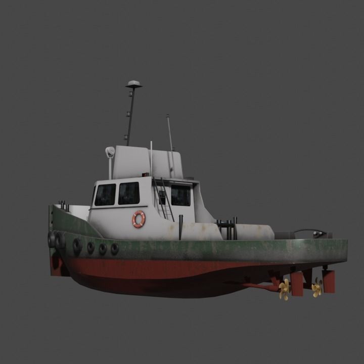 River tugboat 3D model Low-poly 3D model_2