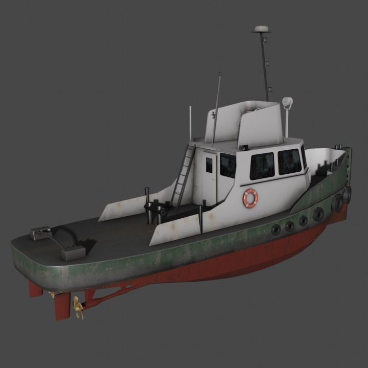 River tugboat 3D model Low-poly 3D model_4
