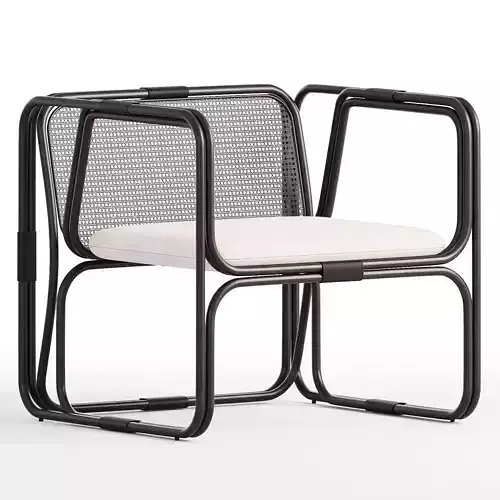 CUBE Rattan Balcony Set Low-poly 3D model