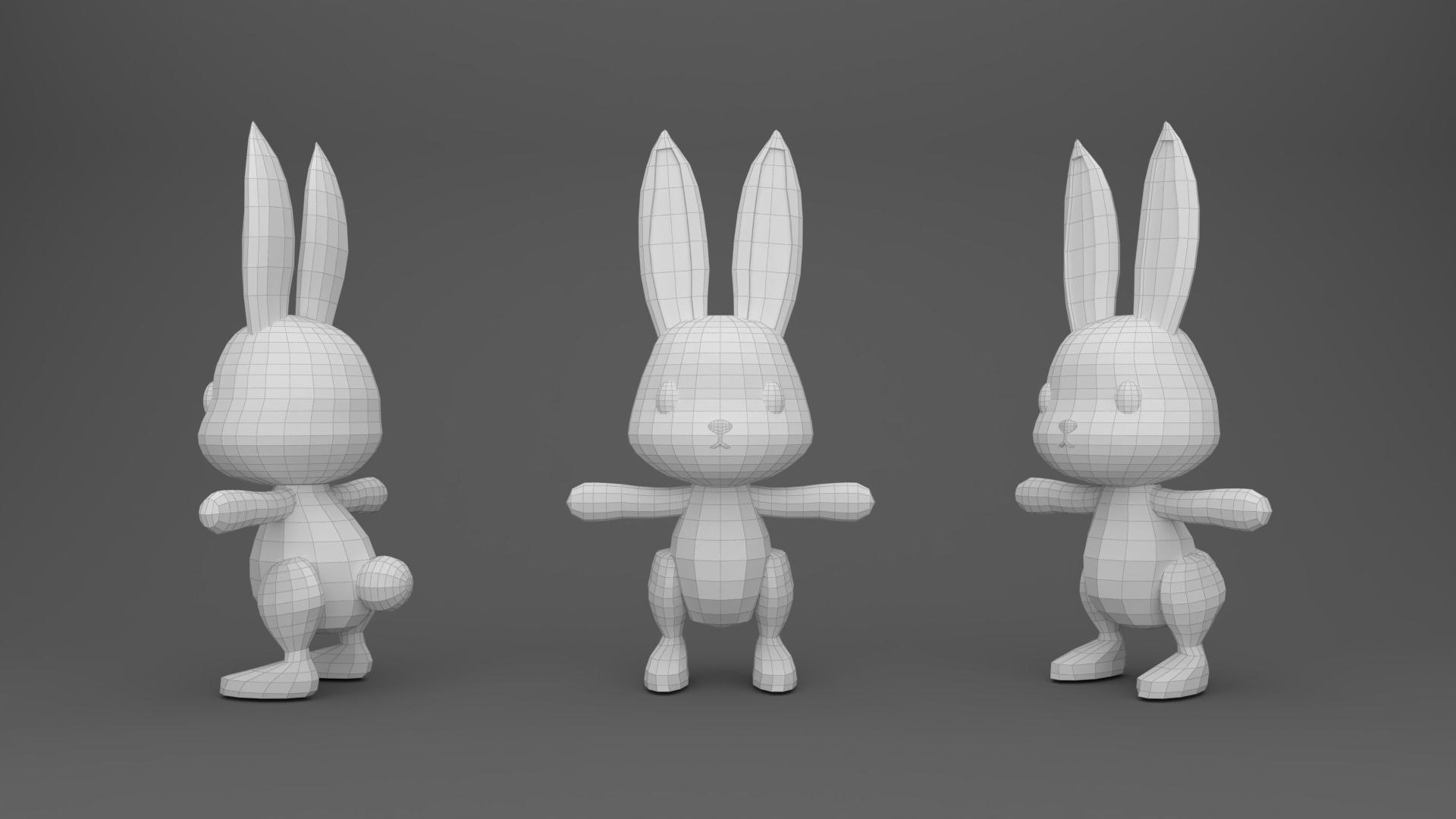 Character B095 Rabbit Cute Low-poly 3D model_4