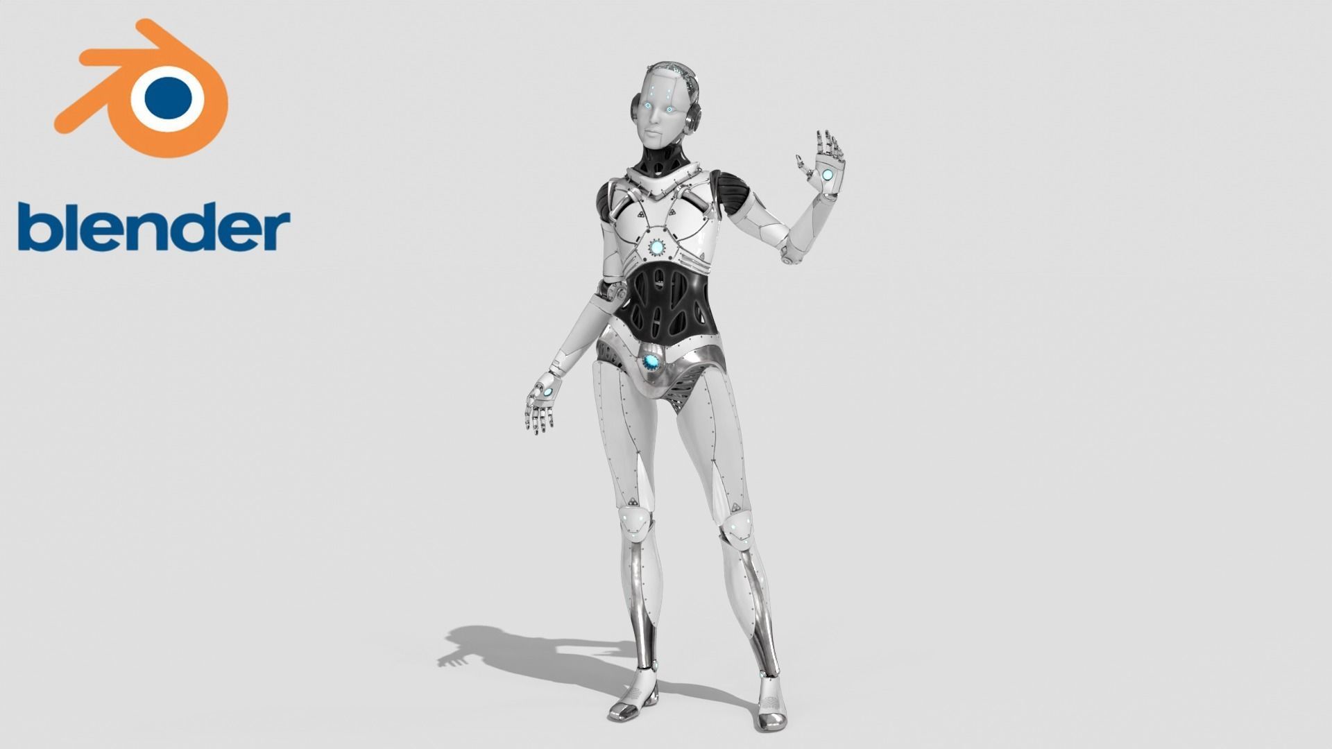 Cyborg Robot  Androgyne RIGGED Low-poly 3D model_13