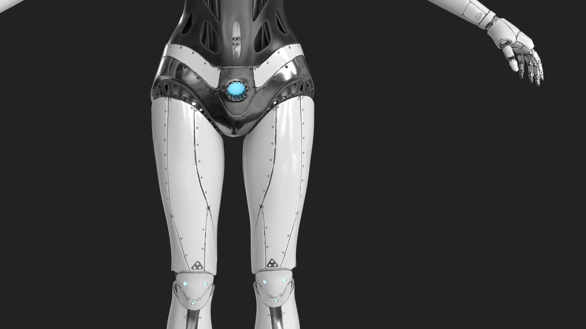 Cyborg Robot  Androgyne RIGGED Low-poly 3D model_9