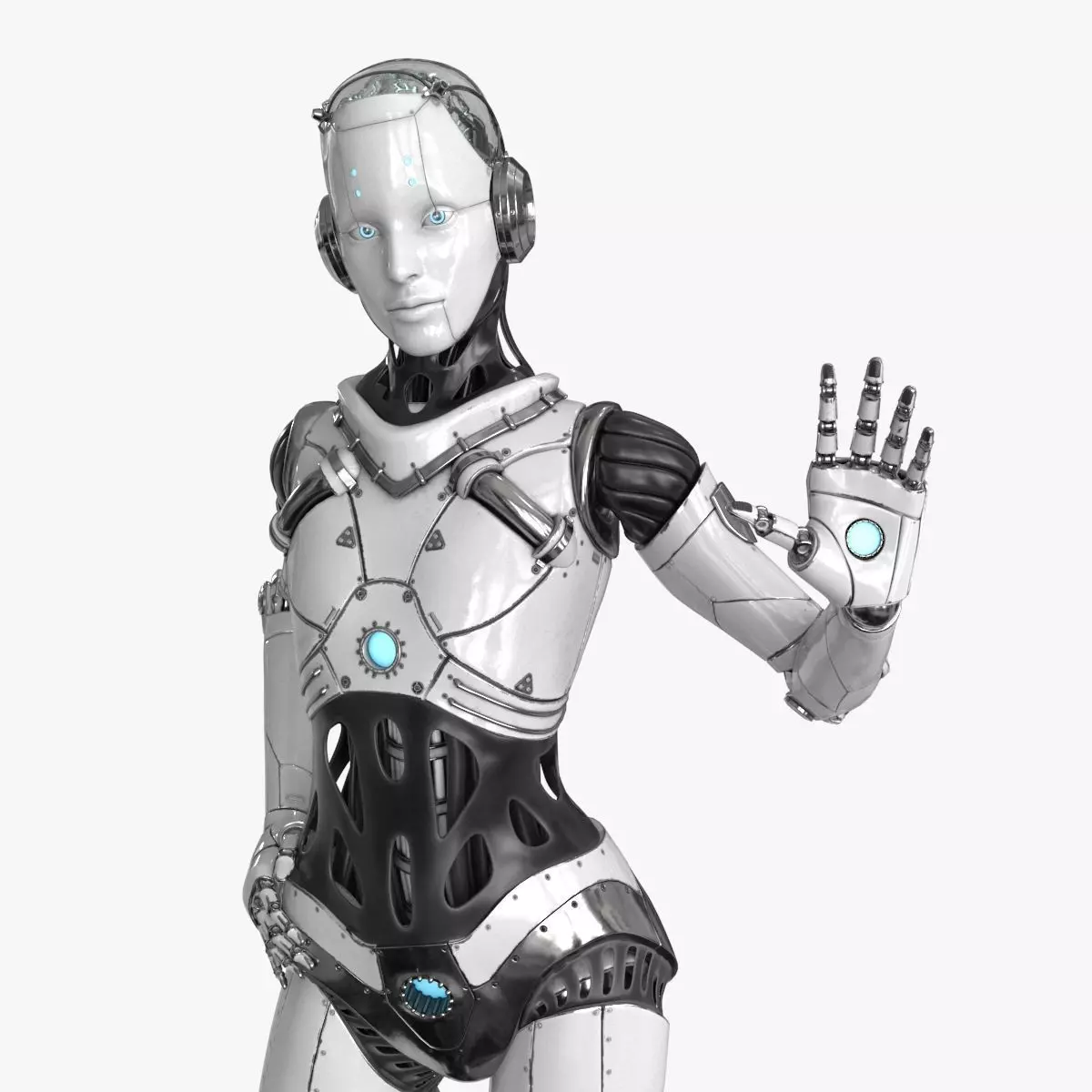 Cyborg Robot  Androgyne RIGGED Low-poly 3D model_0
