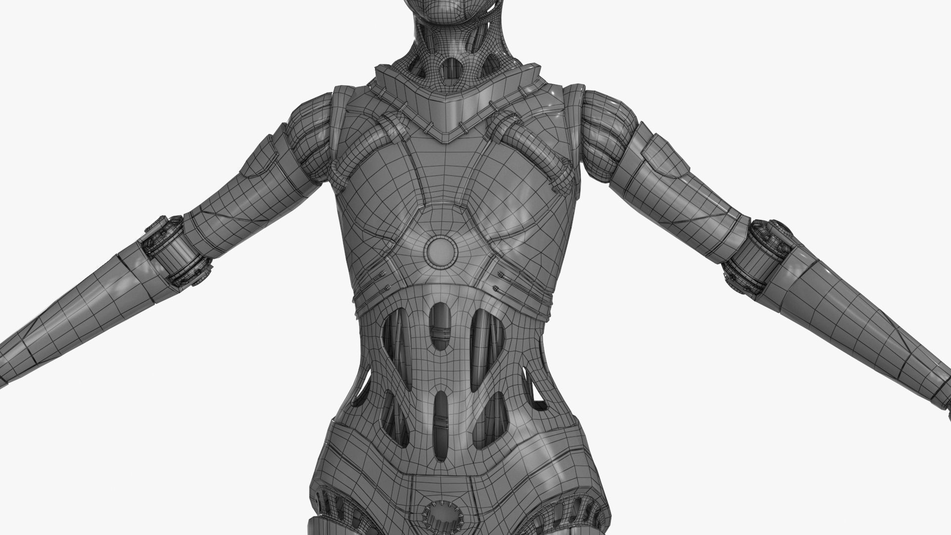 Cyborg Robot  Androgyne RIGGED Low-poly 3D model_31